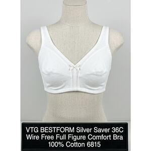 NWT Vintage BESTFORM Silver Saver Bra 36C White 100% Cotton Wire Free 6815